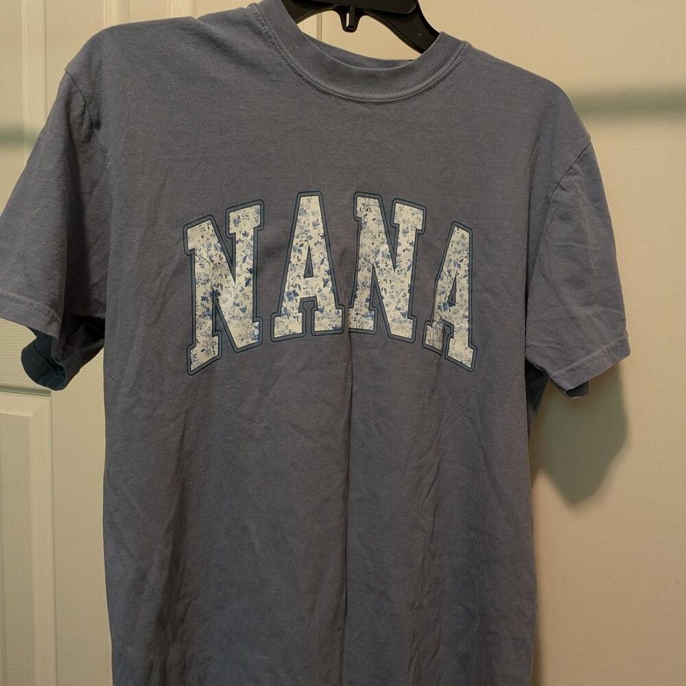 Comfort-colors Women's Blue and Grey T-shirt